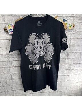 Bodybuilding.com Black Graphic T-Shirt Small Gym Rat Fitness Workout Tee Mens
